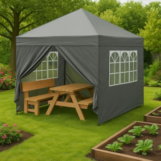Automatyczny namiot ogrodowy 3x3 m z oknami Gardenia 4W-GY, szary