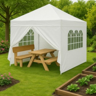 Automatyczny namiot ogrodowy 3x3 m z oknami Gardenia 4W-WH, biały