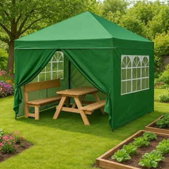 Automatyczny namiot ogrodowy 3x3 m z oknami Gardenia 4W-GR, zielony
