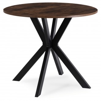 Okrągły stół industrialny Lauren 90 cm, dąb rustykalny/czarny