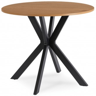 Okrągły stół industrialny Lauren 90 cm, dąb złoty/czarny
