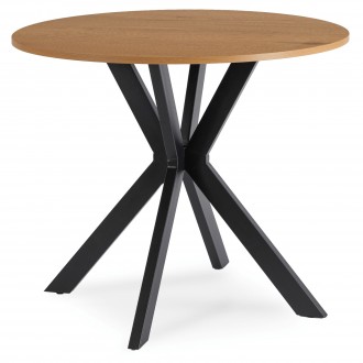 Okrągły stół industrialny Lauren 90 cm, dąb złoty/czarny