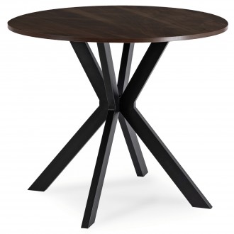 Okrągły stół industrialny Lauren 90 cm, orzech/czarny