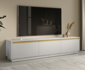 Ryflowana szafka RTV Royal RTV180 stojąco/wisząca, kolor biały