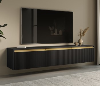 Ryflowana szafka RTV Royal RTV180 stojąco/wisząca, kolor czarny