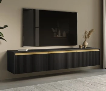 Ryflowana szafka RTV Royal RTV180 stojąco/wisząca, kolor czarny
