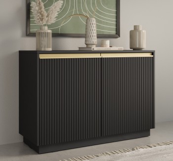 Dwudrzwiowa komoda ryflowana Royal K104, kolor czarny