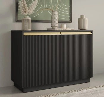 Dwudrzwiowa komoda ryflowana Royal K104, kolor czarny