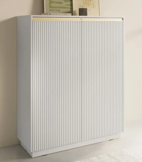 Wysoka komoda ryflowana Royal KW104, kolor biały