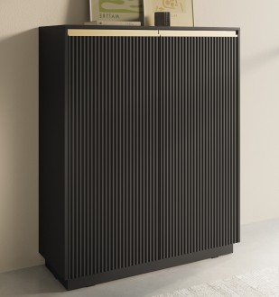 Wysoka komoda ryflowana Royal KW104, kolor czarny