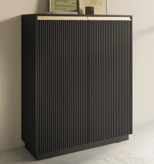 Wysoka komoda ryflowana Royal KW104, kolor czarny