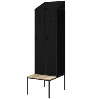 Szatnia z ławeczką i daszkiem Kacper II PRO 60x85x229,5 cm, czarna