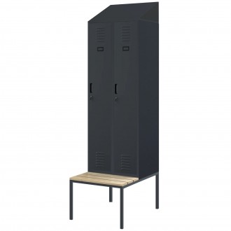 Szatnia z ławeczką i daszkiem Kacper II PRO 60x85x229,5 cm, antracyt