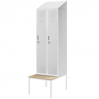 Szatnia z ławeczką i daszkiem Kacper II PRO 60x85x229,5 cm, szary