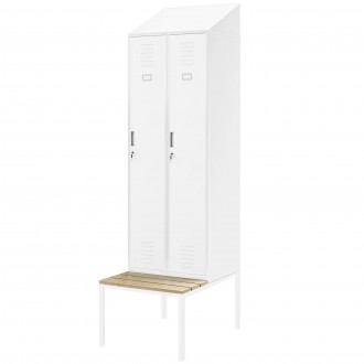 Szatnia z ławeczką i daszkiem Kacper II PRO 60x85x229,5 cm, biały