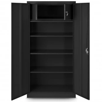 Dwudrzwiowa szafa aktowa z sejfem Tomasz 90x45x185 cm, czarna