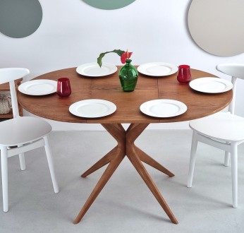 Okrągły stół fornirowany Jubi 90 cm rozsuwany do 130 cm