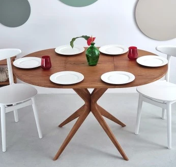 Okrągły stół fornirowany Jubi 90 cm rozsuwany do 130 cm