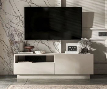 Wisząco stojąca szafka RTV Enjoy 120 cm z półką i szufladą, kaszmir mat