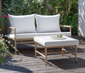 Zestaw mebli do ogrodu Estelle - 2 os. sofa + pufa, kolekcja Patio