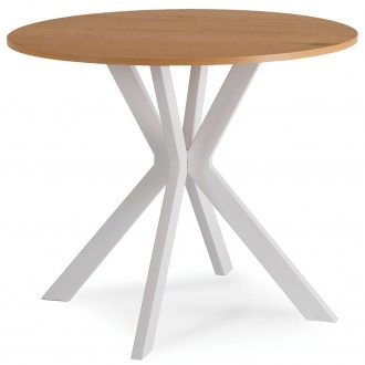 Okrągły stół skandynawski Lauren 90 cm, dąb/biały