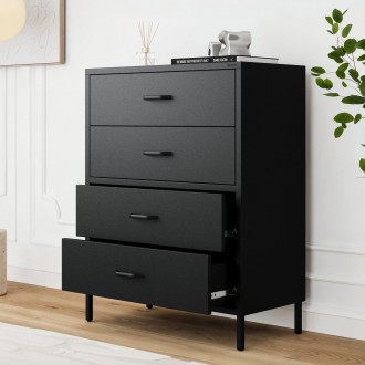 Komoda metalowa 4 szuflady Modern Carla, kolor czarny