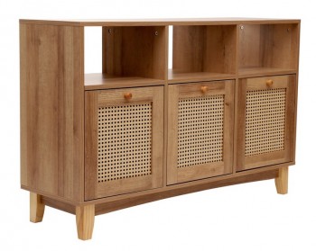 Trzydrzwiowa komoda z rattanowymi frontami Notto 110 cm
