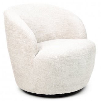 Designerski fotel obrotowy Svingen z tkaniny, kolor ecru