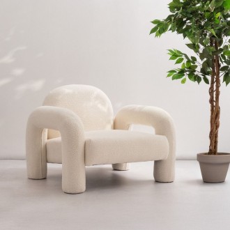 Designerski fotel wypoczynkowy Sedia z tkaniny typu baranek Teddy Boucle