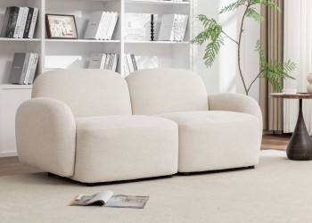 Nowoczesna, dwuosobowa sofa do salonu Helmi, kolor ecru