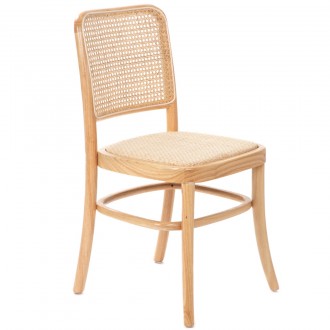 Krzesło w stylu boho z rattanowym siedziskiem Legno