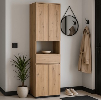 Pojemna szafka do przedpokoju - słupek Modena 60 cm, dąb artisan