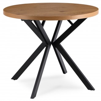 Stół rozkładany w stylu industrialnym Lugo 90-190 cm, dąb złoty/czarny