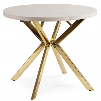 Rozkładany stół jadalniany glamour Lugo 90-190 cm, kaszmir/złoty