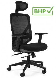 Czarne krzesło biurowe Hit ergonomiczne, zgodne z normą BHP