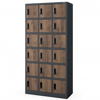 Szafa skrytkowa zamykana na klucz Eco Design Karol 90x40x185 cm, antracyt/orzech