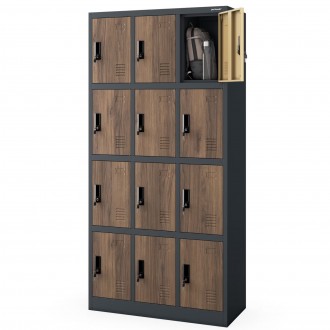 Szafa BHP z 12-skrytkami 90x40x185 cm Eco Design Marcin, antracyt/orzech