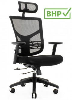 Ergonomiczne krzesło biurowe z siatki ErgoFly Star-E T-01, zgodne z normą BHP, kolor czarny