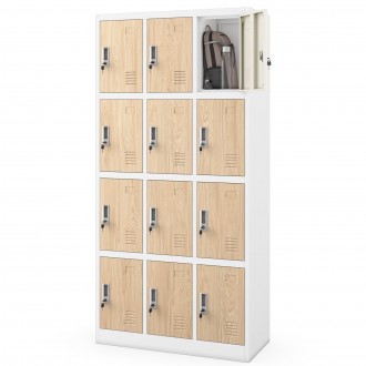 Szafa BHP z 12-skrytkami 90x40x185 cm Eco Design Marcin, biały/dąb sonoma