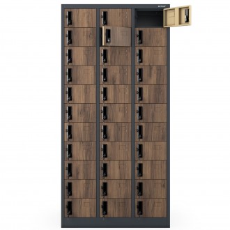 Metalowa szafa depozytowa Eco Design Oliver 90x45x185 cm, antracyt/orzech