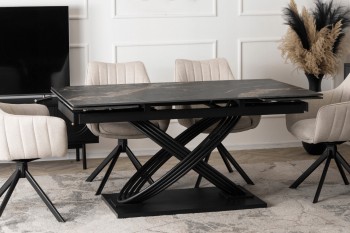Rozkładany stół ceramiczny Ibiza 160-240 cm, czarny marmur