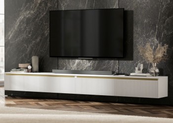 Podwójna szafka pod telewizor Selene 280 cm, stojąco/wisząca, kolor biały