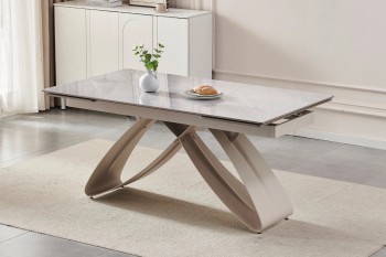 Rozkładany stół z ceramicznym blatem Luigi 160-240 cm, szary marmur/kaszmir
