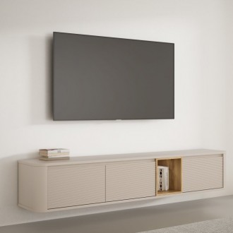 Szafka RTV Breathtaker 220 cm, piaskowy/dąb Mauvella