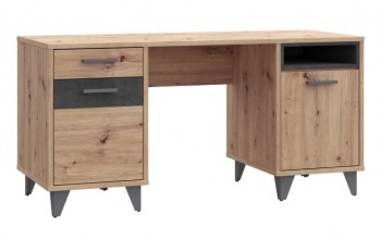 Biurko komputerowe z 2 szafkami Raven 221, dąb artisan/beton