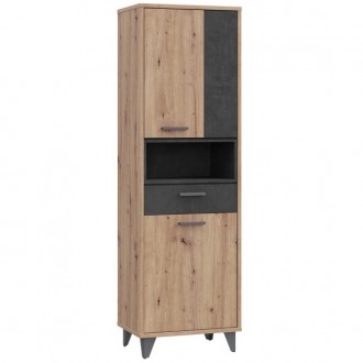 Regał młodzieżowy z 2 szafkami Raven 715, dąb artisan/beton