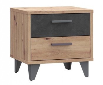 Szafka nocna z szufladami Raven 021, dąb artisan/beton