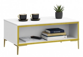 Stolik kawowy glamour Golden 2 z półką T5217