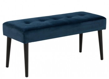 Pikowana ławka Glory Actona z welurowej tkaniny, navy blue