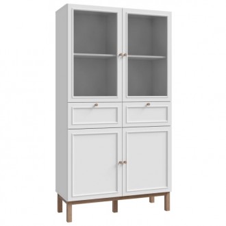 Witryna 4-drzwiowa z szufladami Penkridge 721, secret grey/dąb szlachetny